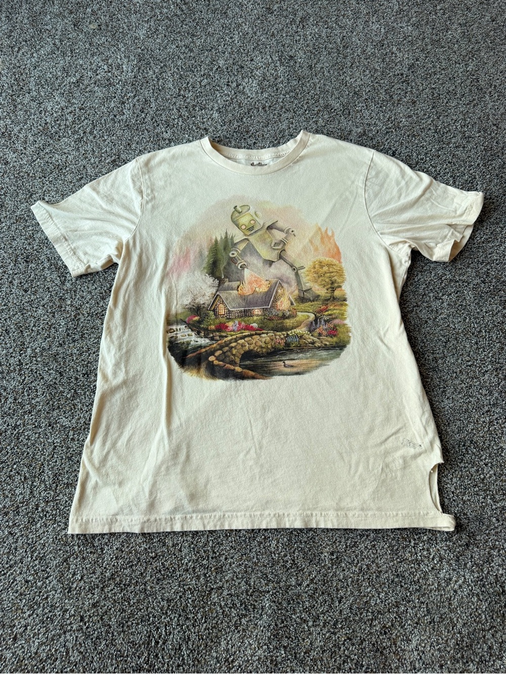 Threadless Firelight Cottage Nate Duval Robot Graphic Tee XL Art Shirt